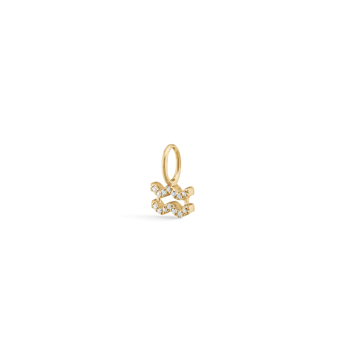 RO Copenhagen My Zodiac zodiac diamond pendant in gold with small diamonds, close up. Model P114Y4-003