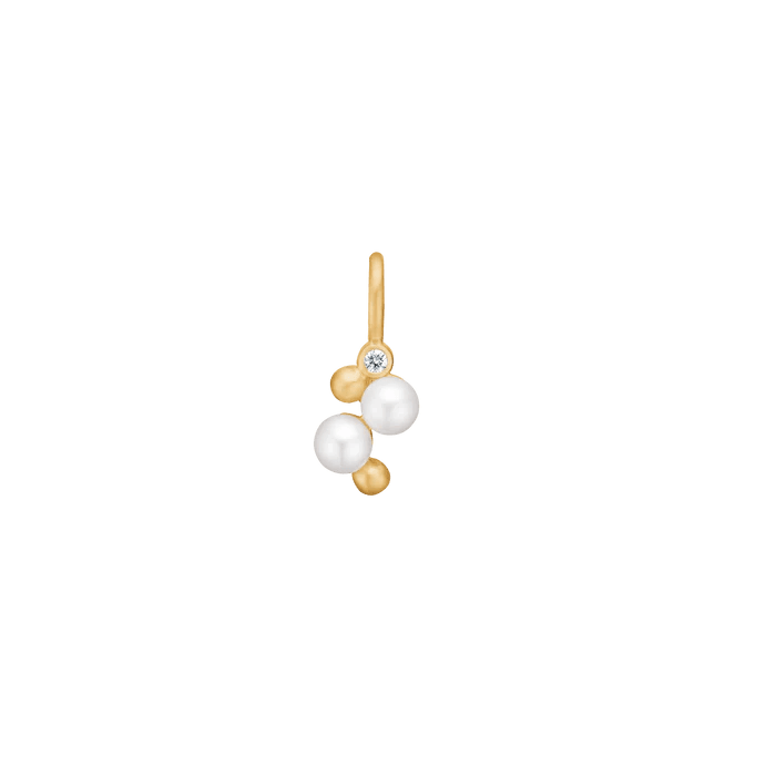 RO Copenhagen Orbit Dot Pearl pendant with two white pearls, gold details and a brilliant. Model p118y102-1