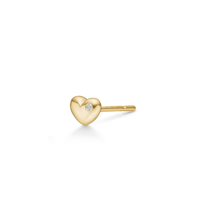 RO Copenhagen Rock My Heart Earrings in gold with a small brilliant on the front, simple and elegant. Model E108Y113-1