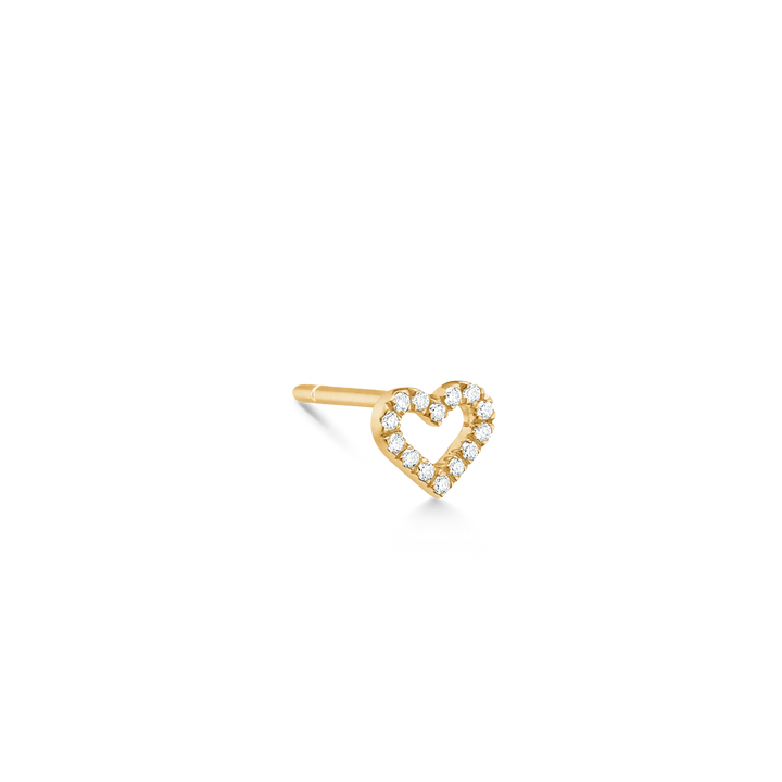 RO Copenhagen Symbols Open Heart Diamond Earrings in 18 kt gold with small heart-shaped diamonds. Model E111Y106-1