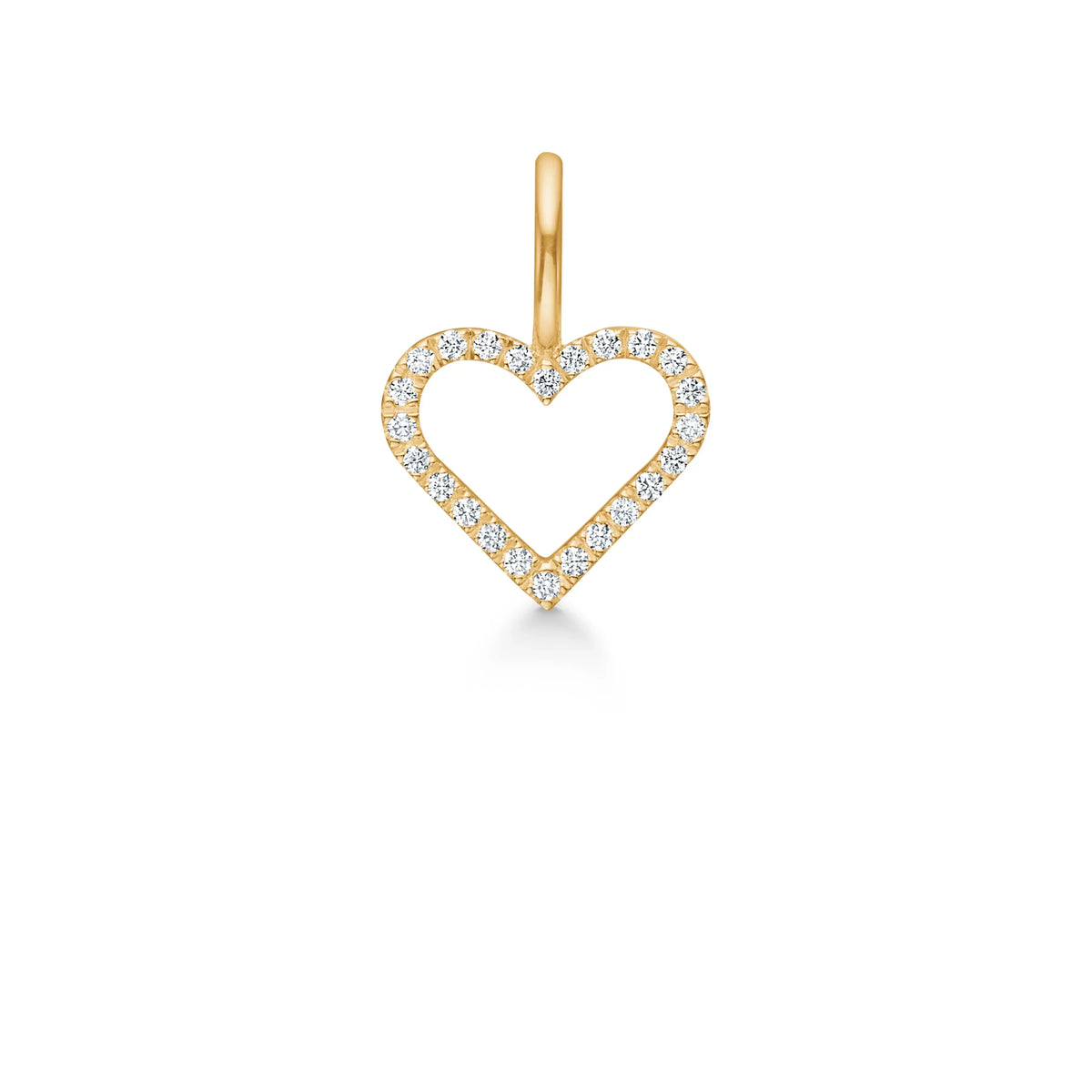 Ro Copenhagen Symbols Open Heart Diamond Pendant in 18 kt gold with clear diamonds, Model p111y108-1