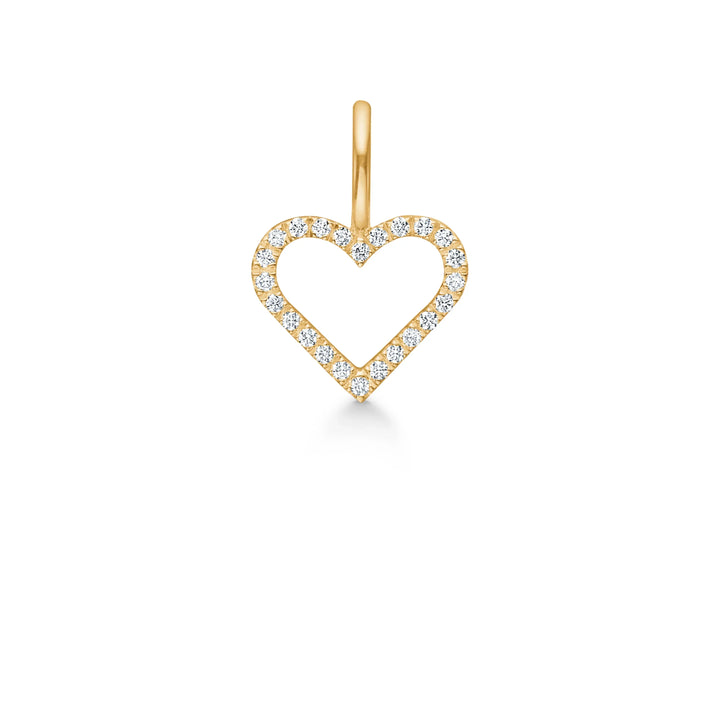 Ro Copenhagen Symbols Open Heart Diamond Pendant in 18 kt gold with clear diamonds, Model p111y108-1