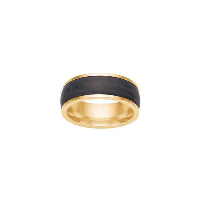 Son of Noa Carbon Eye Ring in steel IP gold with black carbon detail, close up, Model 108400728-001
