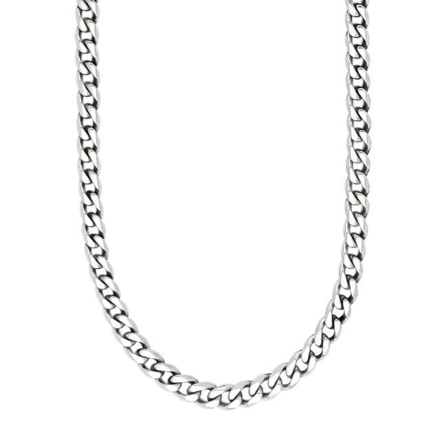 Son of Noa men's necklace in polished steel with a classic curb chain design on a white background. Model 80931002760
