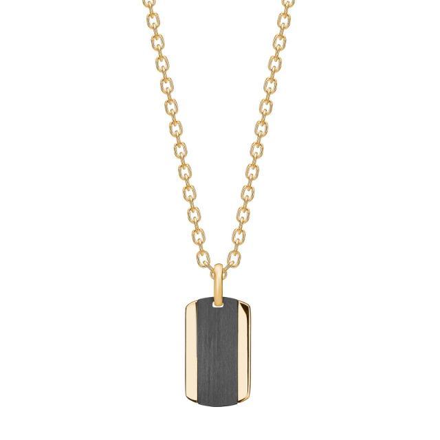 Son of Noa men's chain in steel and carbon IP gold with shiny pendant in black and gold, Model 20840052800