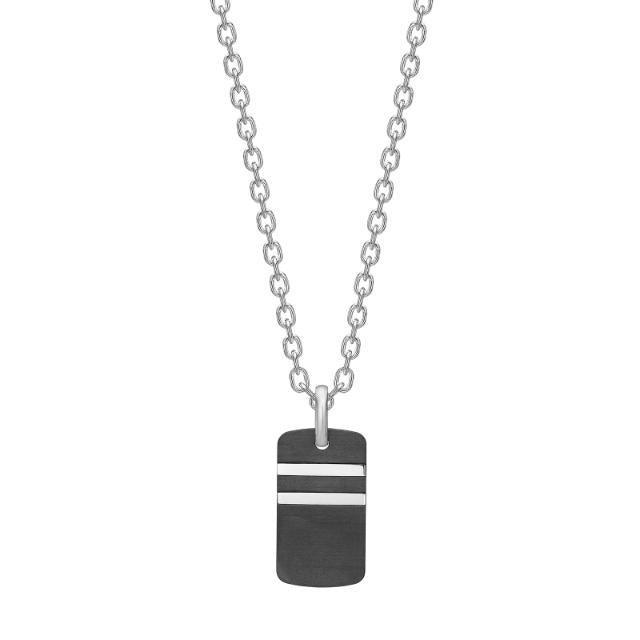 Son of Noa men's chain in black carbon steel with rectangular pendant and silver-colored detail. Model 20840042700