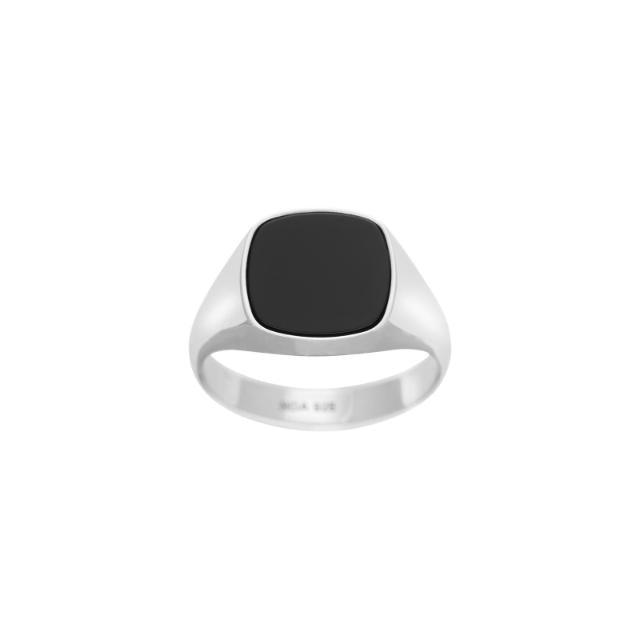 Son of Noa men's ring in silver with onyx, showing simple, polished ring disc in bright silver. Model 106700009-001.