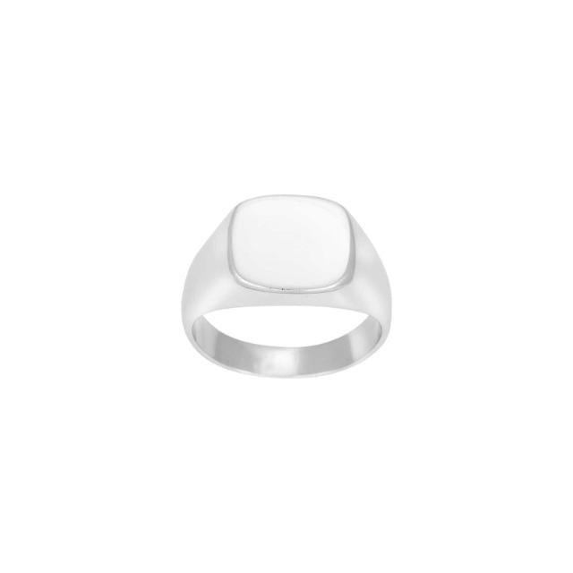 Son of Noa Men's ring in steel with a glossy, square surface on a white background. Model 108900227-001-1