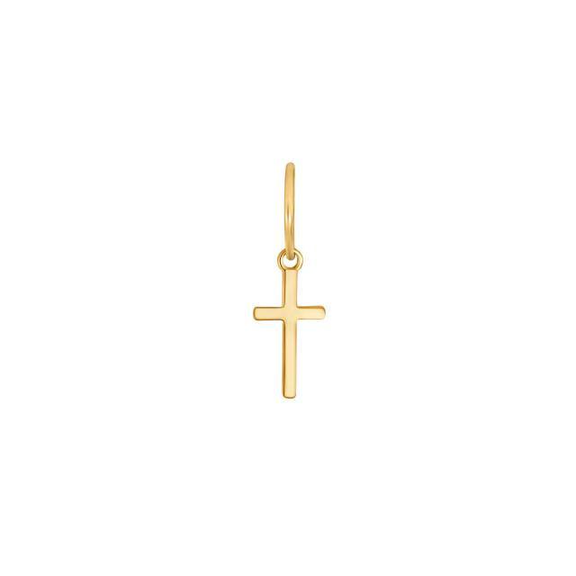 Son of Noa earring with small cross pendant in shiny gold-plated metal, Model30295035900-30295035900-1.