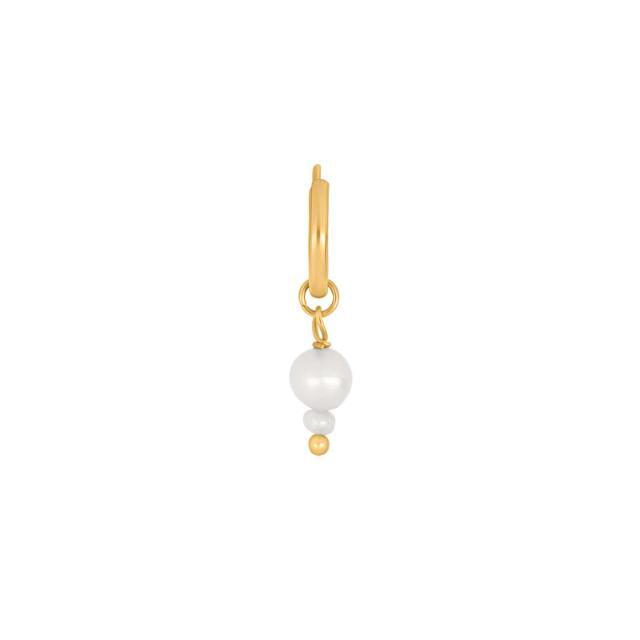 Son of Noa earring with pearl shown in shiny gold-colored look, elegant design. Model 30890045900