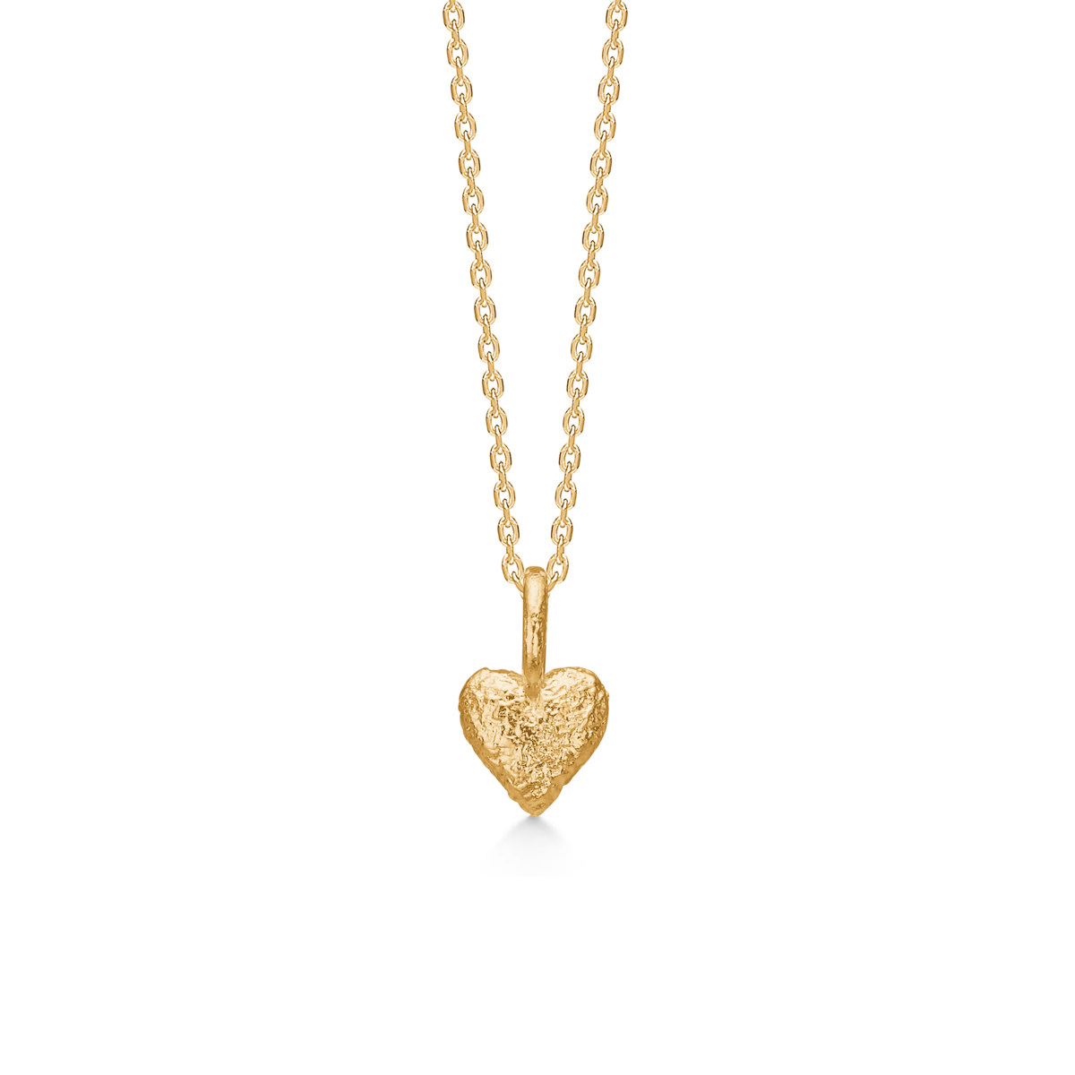 Studio Z Amour Heart necklace in gold-plated with rustic heart pendant on chain. Model 7220357.