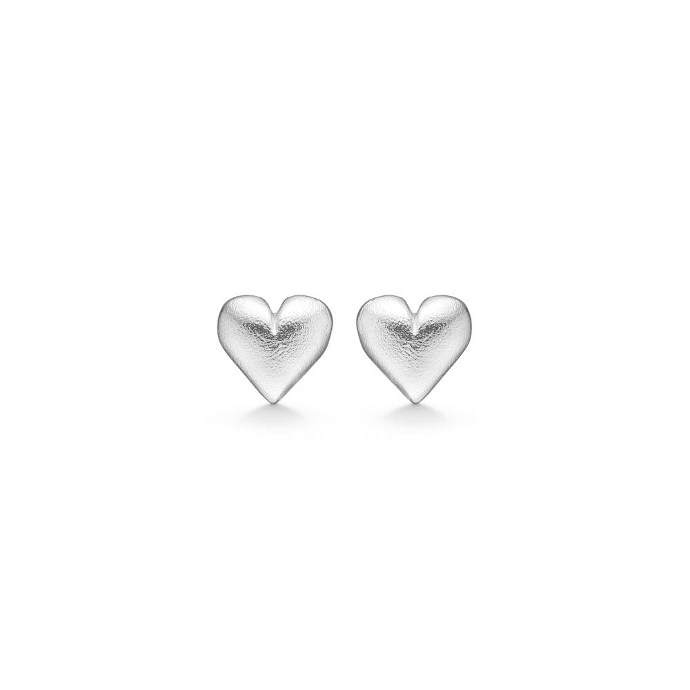 Studio Z Beloved Silver Heart Earrings in matte silver finish, simple and elegant. Model 7110866-1.