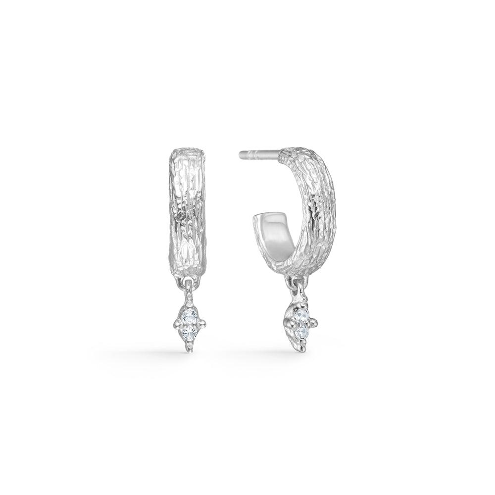 studio z cluster sol hoop earrings with zirconia show elegant silver earrings with structure and clear stones, Model 7117840-1