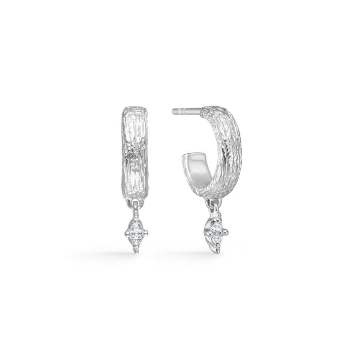 studio z cluster sol hoop earrings with zirconia show elegant silver earrings with structure and clear stones, Model 7117840-1
