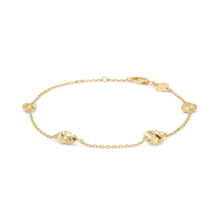 studio-z-element bracelet, slim bracelet in gold-tone metal with four decorative textured links. Model 7250854-7250854-1