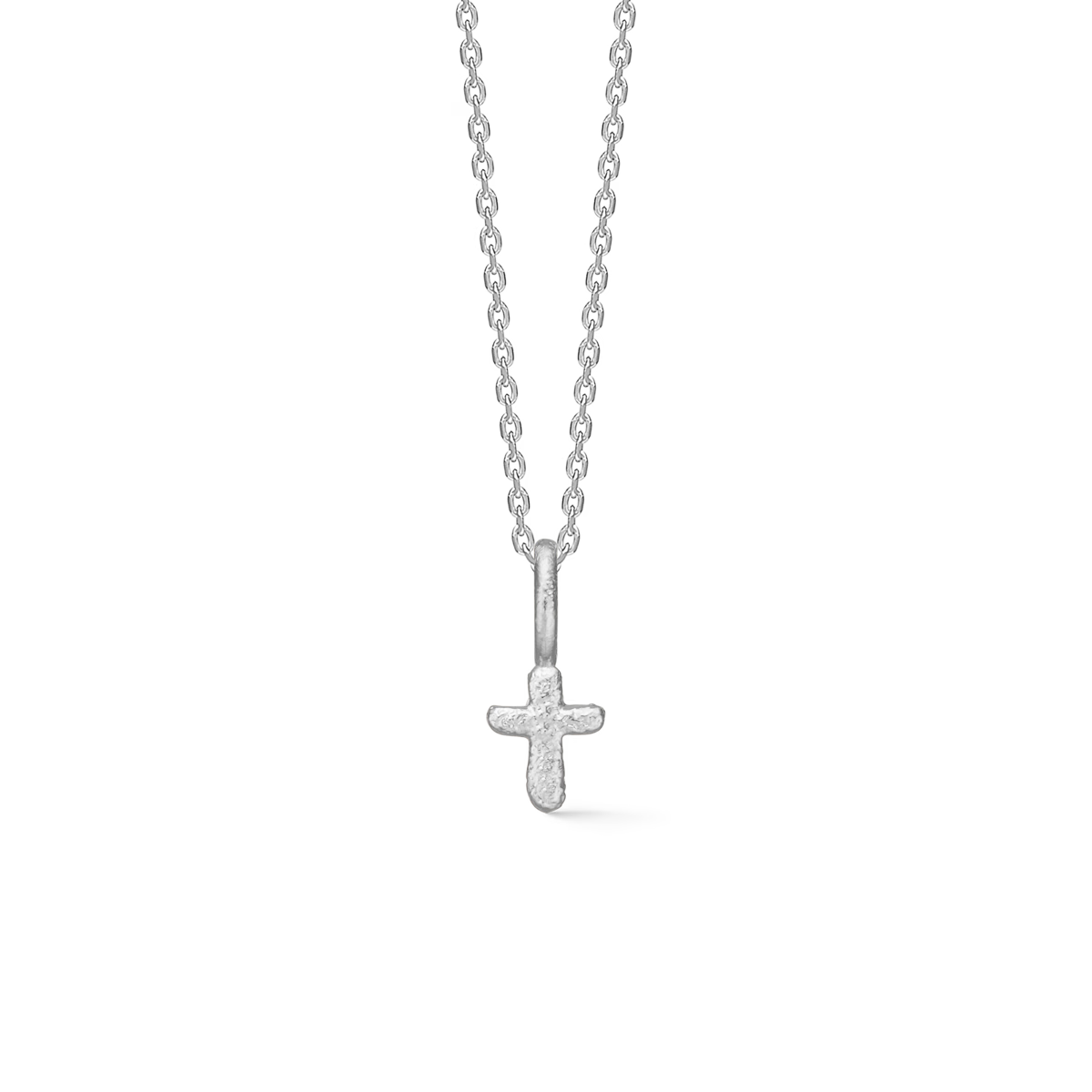 studio-z-faithful-cross-necklace-in-silver shows an elegant cross pendant in silver on a classic chain. Model 7120358-1