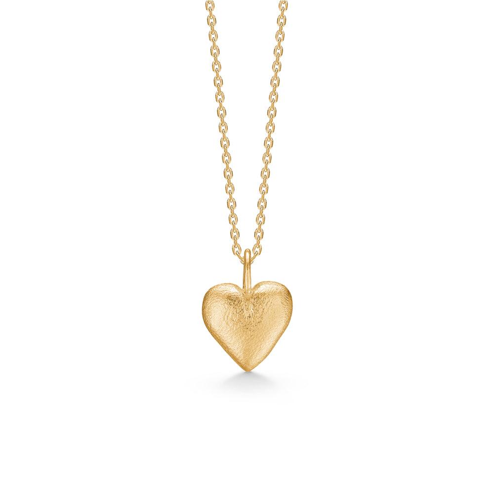 Studio Z Gold-plated Beloved Heart Necklace with matte surface and gold-look chain. Model 7220866-1