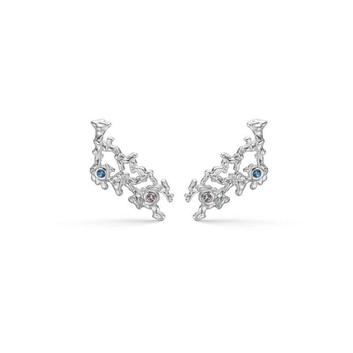Studio Z Genesis Orestik, silver earrings with organic shapes and colored stones, Model 7117808-7117808-1