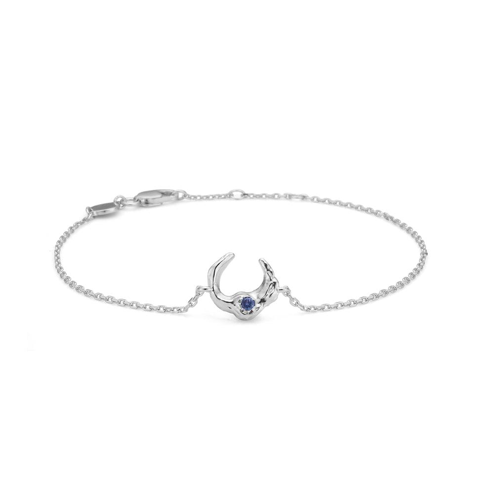 Studio Z Lunar Solv Bracelet w. Blue Zirconia in silver chain, simple and elegant. Model 7157881-1