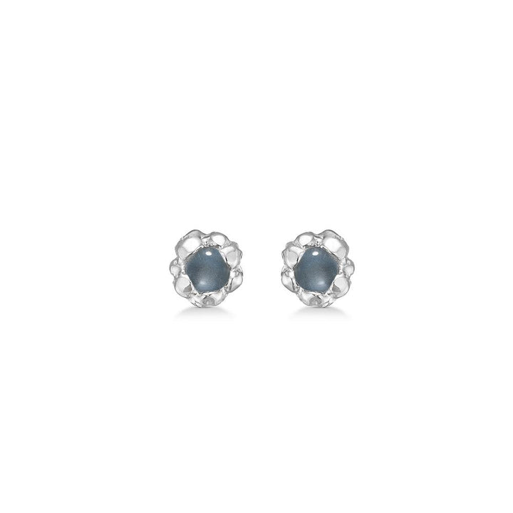 Studio Z Magma earrings with dark center and shiny silver edge, elegant round model. Model 7117831-1