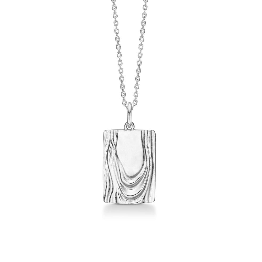 Studio Z Shell necklace with rectangular pendant in silver look and organic pattern, Model 7120835-1