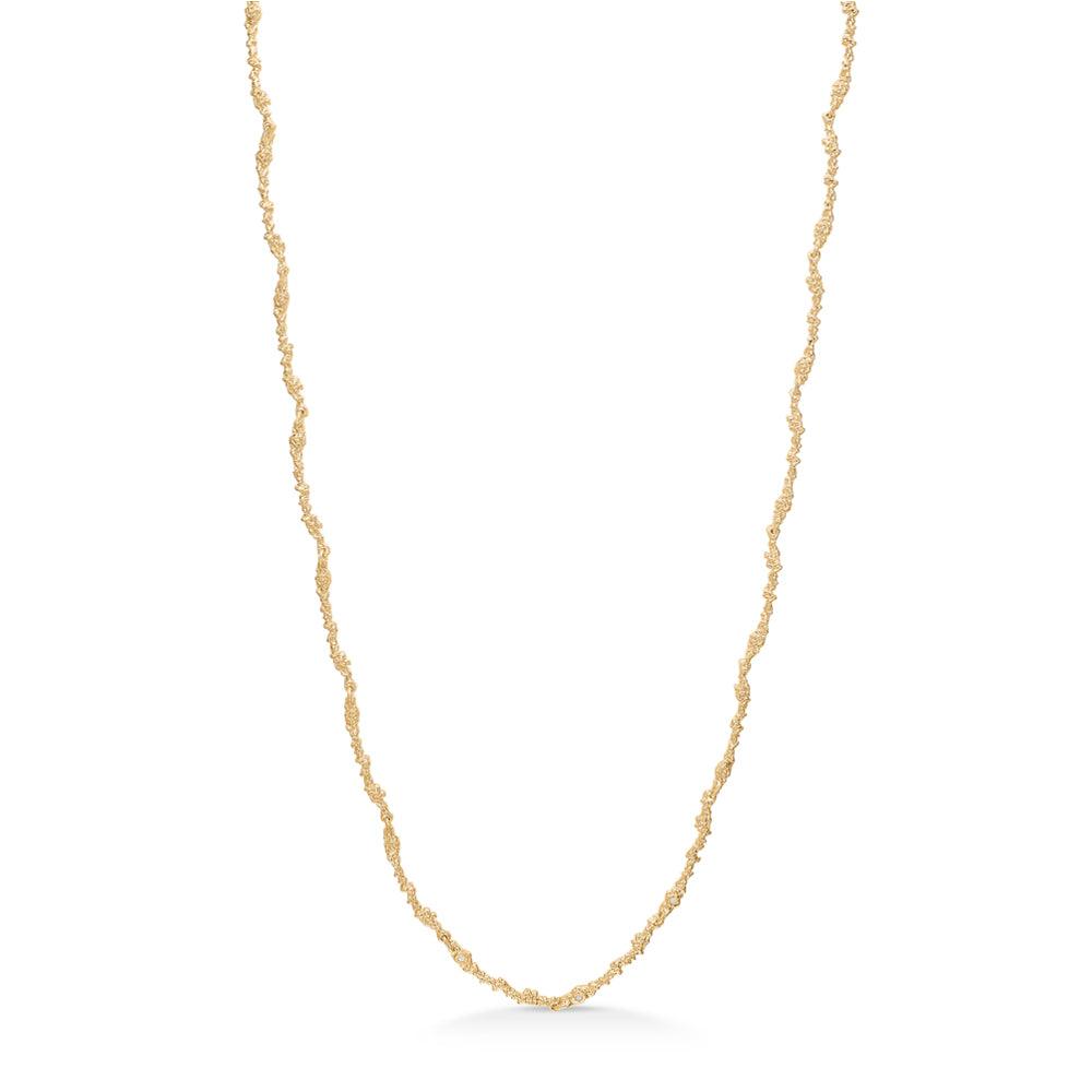 Studio Z Silica necklace shows a thin, twisted gold chain with a textured surface on a white background. Model 7227805-1