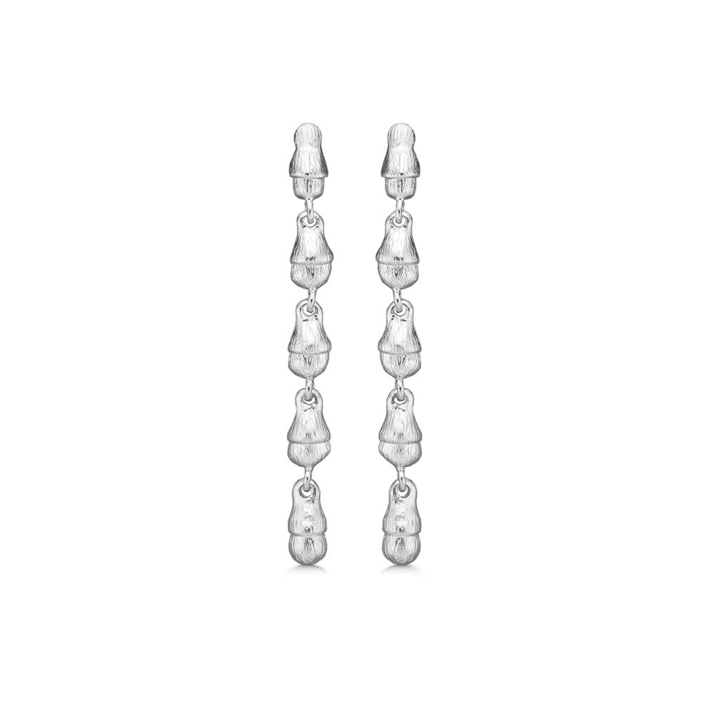Studio Z Solv Acorn OreRinge, long silver earrings with matte surface in unique chain style, Model 7110873-1