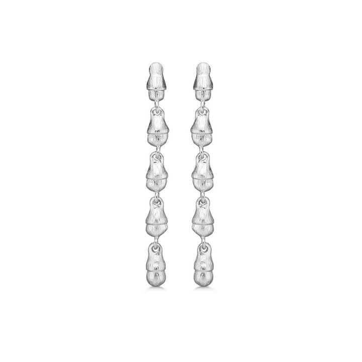 Studio Z Solv Acorn OreRinge, long silver earrings with matte surface in unique chain style, Model 7110873-1