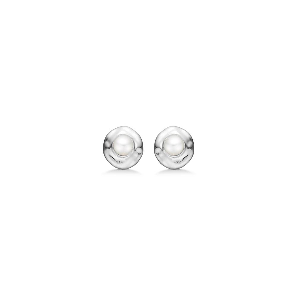 Studio Z Solv Essence earrings with shiny silver color and round pearl detail, Model 7113865-1