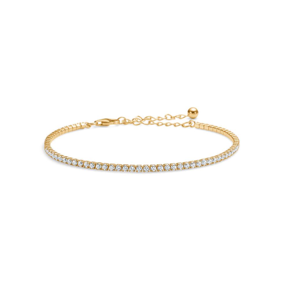 Studio Z Solv Gold-plated tennis bracelet with clear stones in an elegant gold look on a white background. Model 7257097-7257097-1