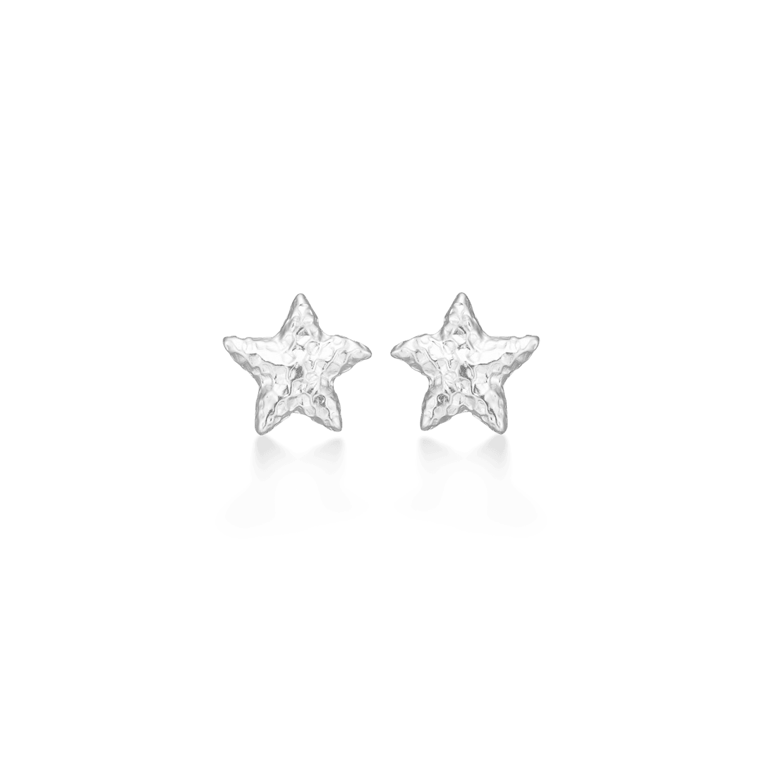 Studio Z Starfish Luster Silver Starfish Studs, shiny star-shaped earrings in silver. Model 7110902-1