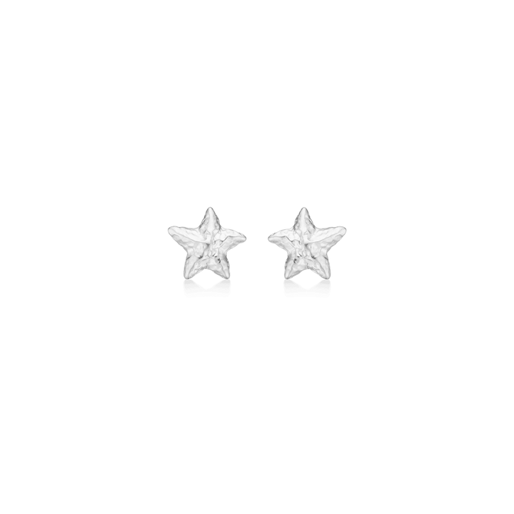 Studio Z Starfish Luster silver starfish earrings small, shiny and shaped like stars. Model 7110901-1.