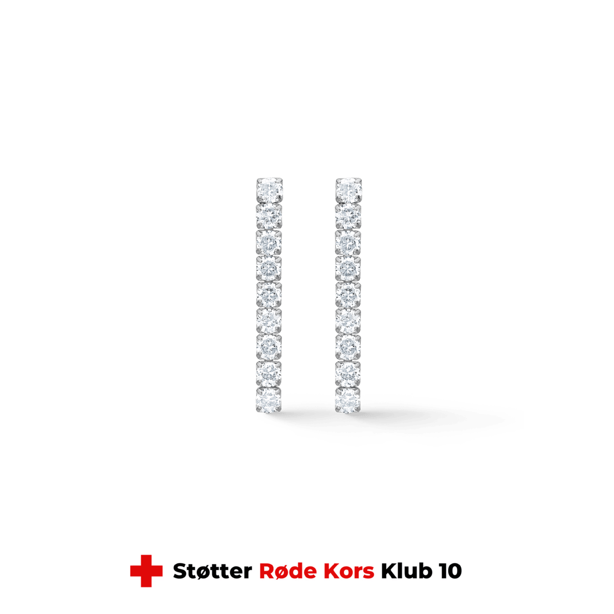 Studio Z Tennis earrings 30mm in silver with zirconia, elegant hoop earrings with clear stones on a white background. Model 7117000-1