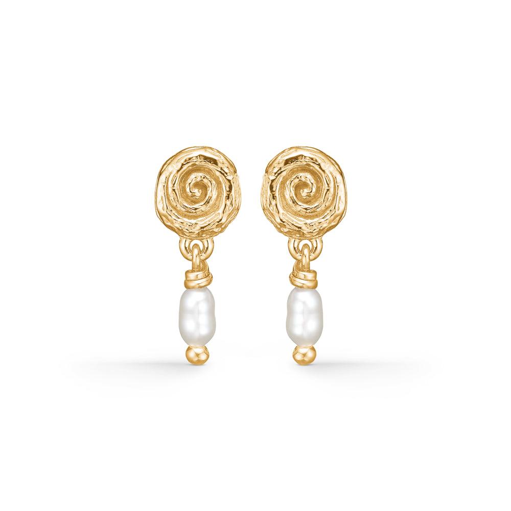Studio Z Twine pearl earrings in gold look with white freshwater pearls, Model 7213853-1