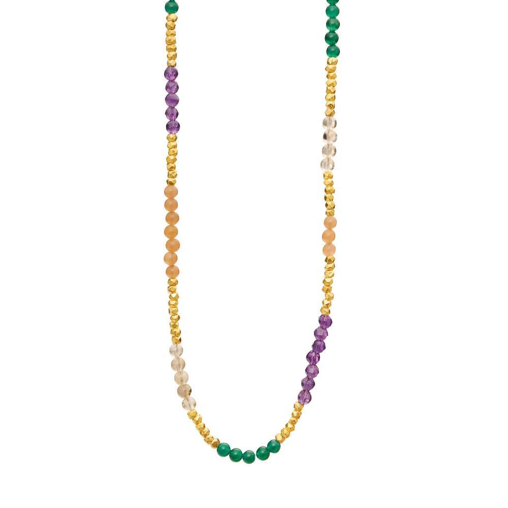 Susanne Friis Bjørner necklace in gold-plated silver with colored pearls and precious stones, Model1906-2-45-598-1.
