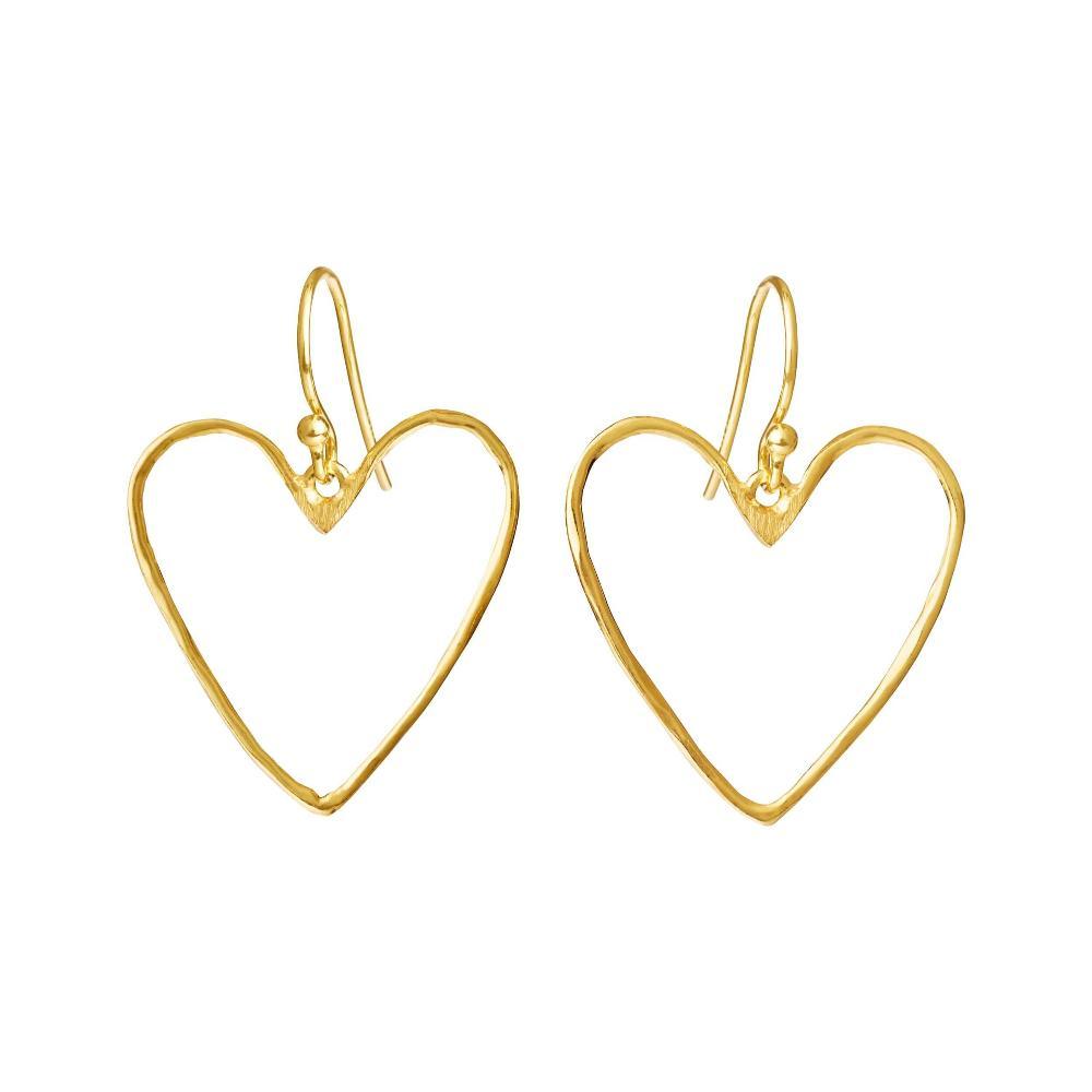 Susanne Friis Bjørner silver forg heart earrings, elegant open heart earrings in gold-plated silver. Model 5703-2-25-1