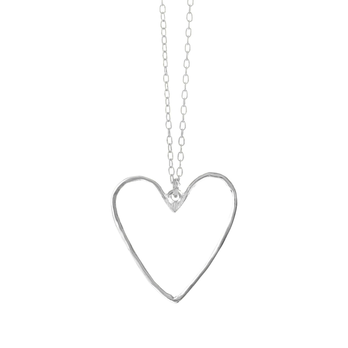 Susanne Friis Bjørner silver heart necklace with simple chain and open heart pendant, Model 1910-1-45-25-1