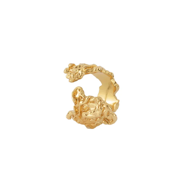 Vincent Archaic Shadow Gold Plated Ring with organic design and golden surface, Model vj105-urg-001-2.