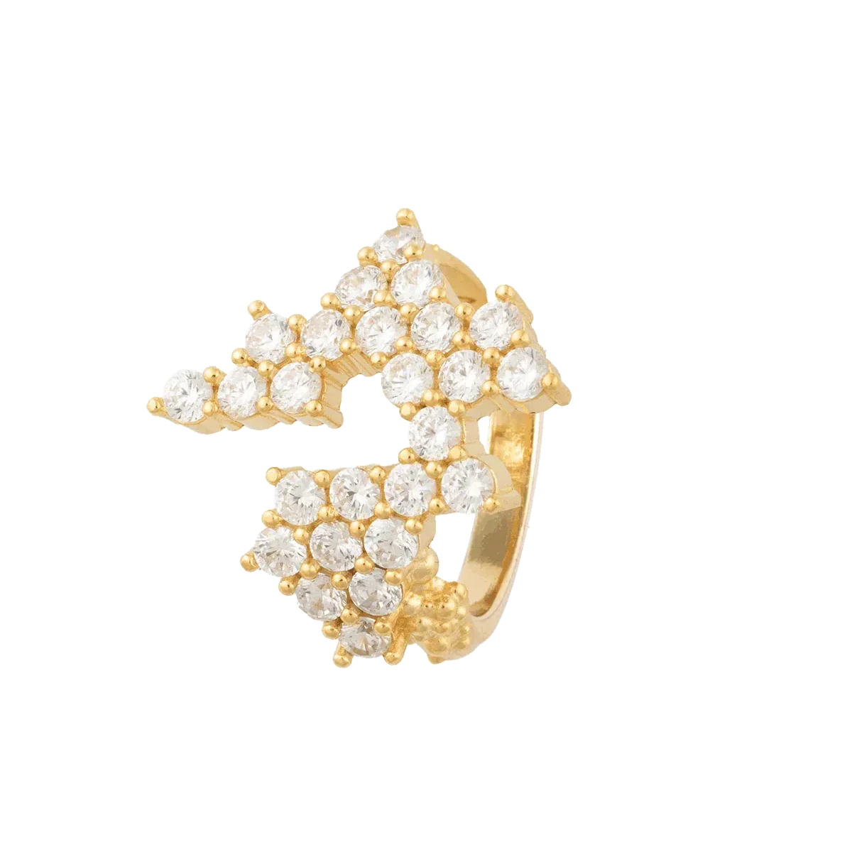 Vincent Lace Allure Ring gold-plated with white crystals, open ring with sparkling stones. Model VJ252-URG-001