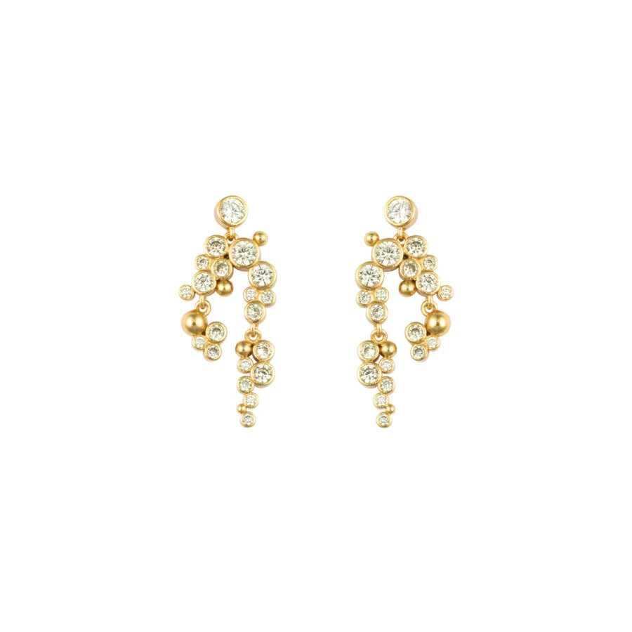 Vincent Lost Ember Gold Plated Earrings, Elegant Cluster Earrings in Gold with Clear Stones, Model VJ156-UEG-1