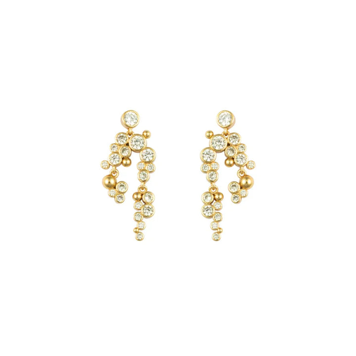 Vincent Lost Ember Gold Plated Earrings, Elegant Cluster Earrings in Gold with Clear Stones, Model VJ156-UEG-1