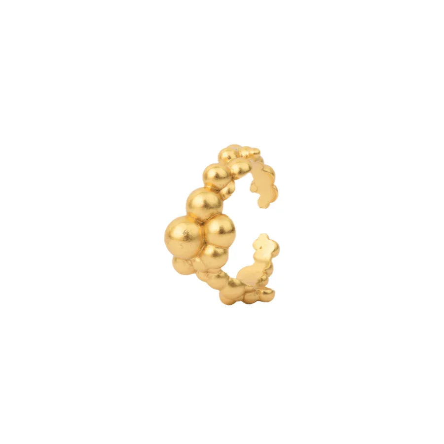 Vincent Orb Inferior Gold Plated Ring, unique bubble design in matte gold look. Model VJ215-URG-001