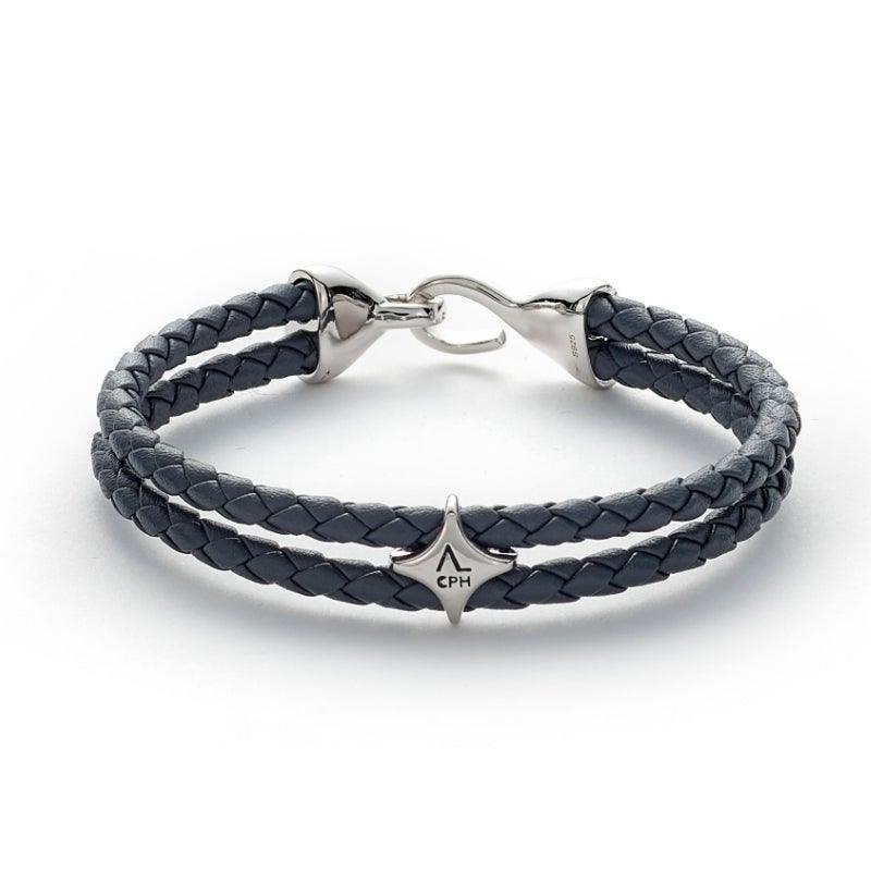 Alexander Lynggaard Bracelet Bolo Gray Leather, double braided in gray leather with silver clasp, Model L00063-001
