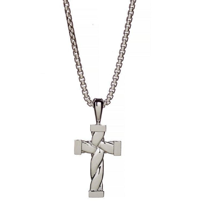 Alexander Lynggaard Silver Necklace HOPE Twisted Cross shows a shiny silver cross with a twisted design, Model D25001-1