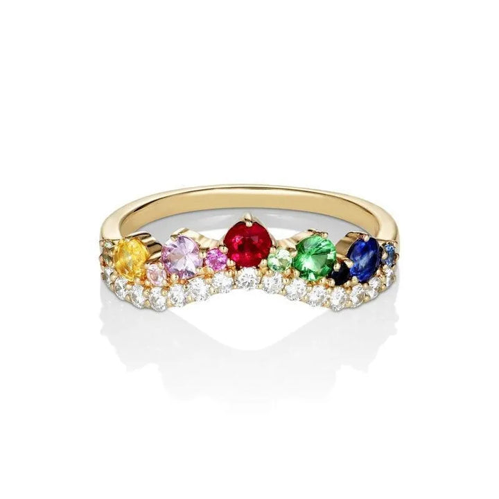 anpé atelier josephine 14kt gold ring with colored gemstones and diamonds in bow shape, Model 2458-001-1