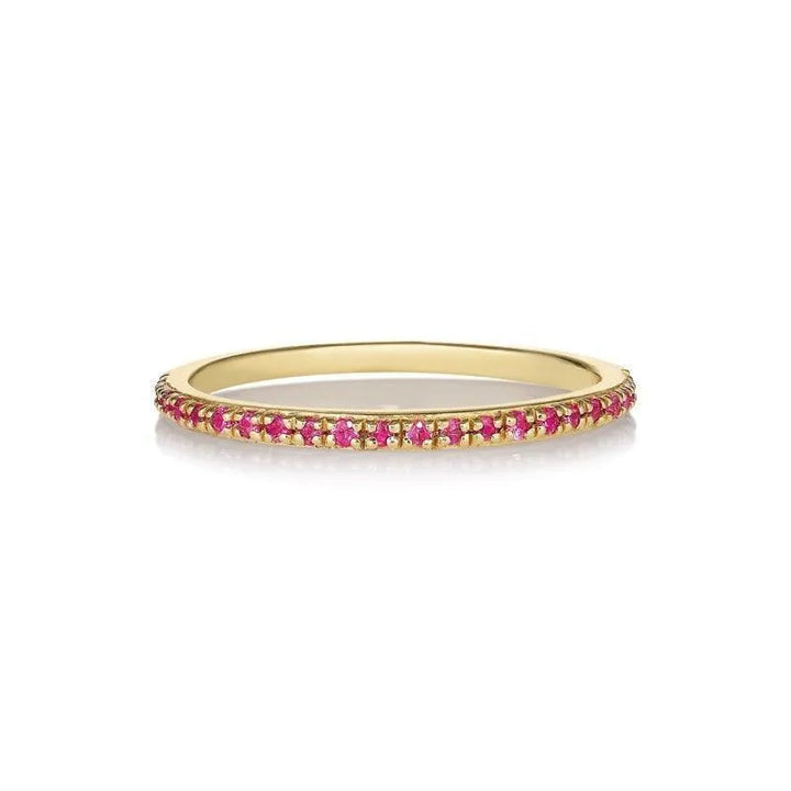 anpe atelier sarah lil pure pink sapphires 14kt gold ring with pink sapphires in simple gold ring, Model 2468-005-1