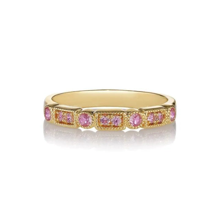 anpe atelier trine ji light pink sapphires ring shows a gold ring with pink sapphires, Model 2416-1-001-1