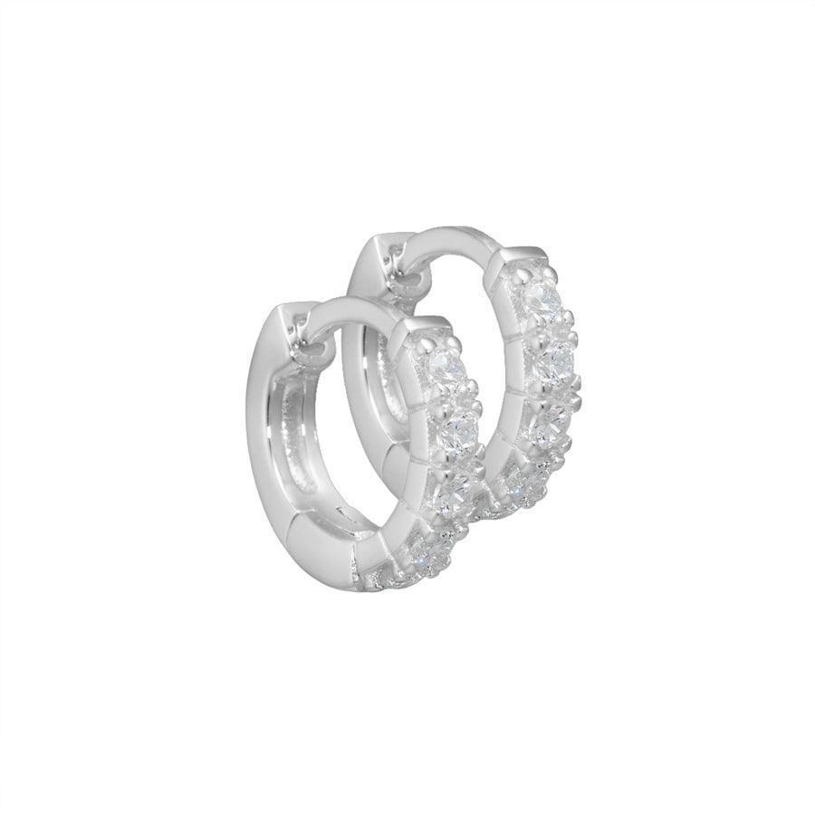 Aqua Dulce Darling silver earrings with shiny clear stones, round model. Model 2098-2098-1