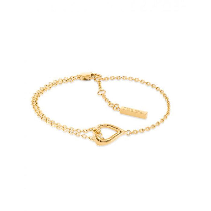 Calvin Klein Sculptured Drops 19 cm Bracelet in gold-coloured steel with drop pendant and discreet logo. Model 35000077-35000077-1.