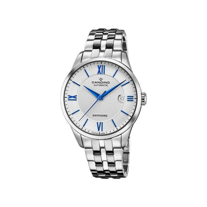 Candino Automatic Men's watch with silver case, blue details and steel strap, Model C47051-C47051-1